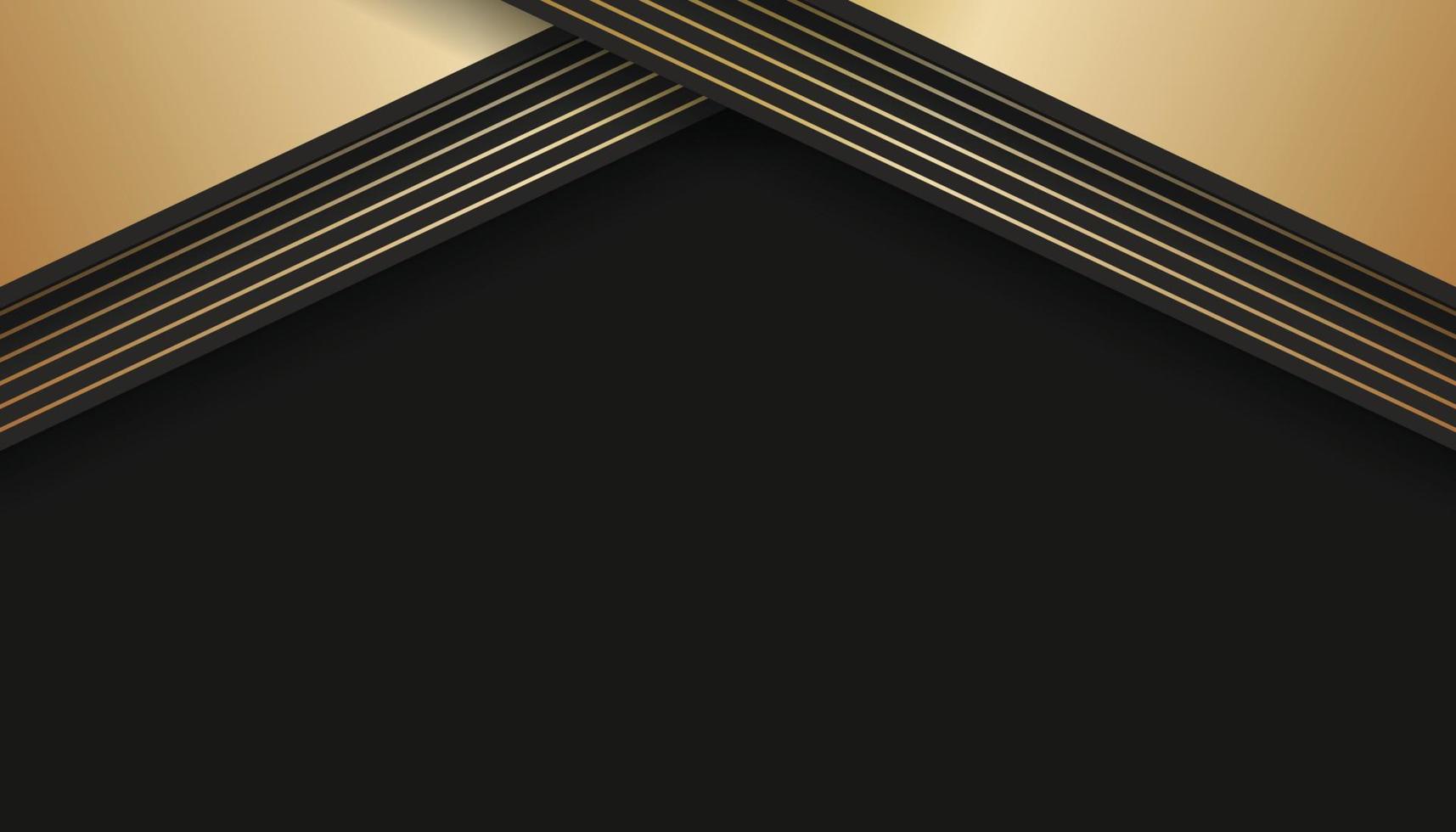 Abstract Black Color Background Overlapping Layers with Golden Lines. Dark Background with Luxury Style. Vector Illustration