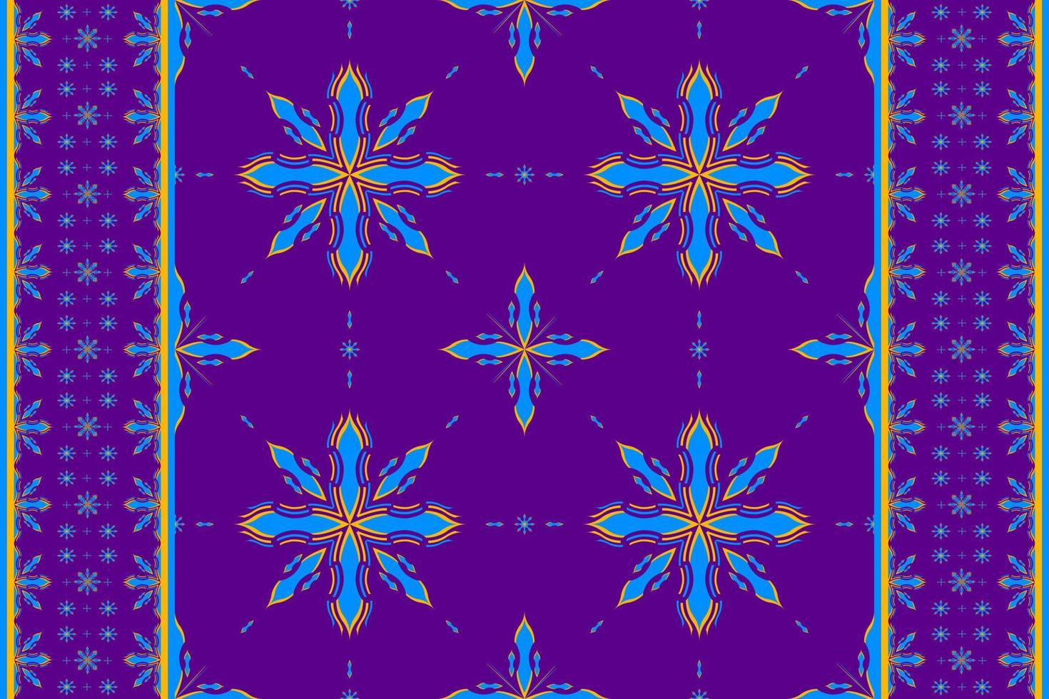 Ethnic folk geometric seamless pattern in Violet and blue tone in vector illustration design for fabric, mat, carpet, scarf, wrapping paper, tile and more