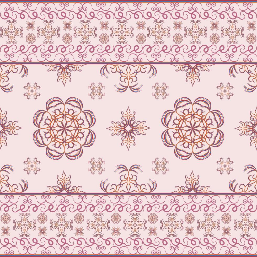 Red mandala seamless pattern ethnic style in vector illustration design for mat, carpet, scarf, fabric, wrapping paper, tile and more
