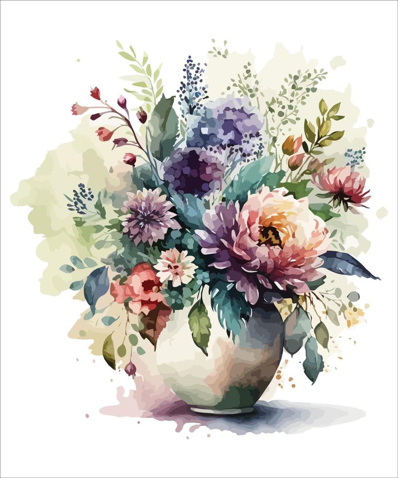 watercolor flower digital  art vector