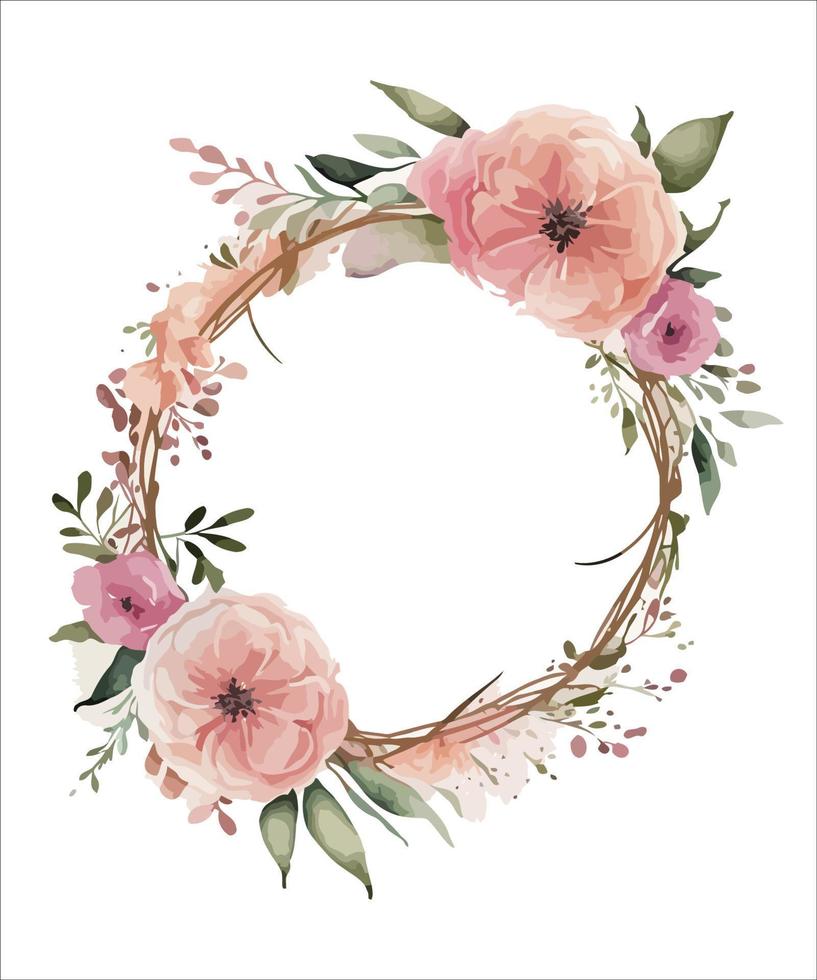 Watercolor pink floral wreath 21741621 Vector Art at Vecteezy