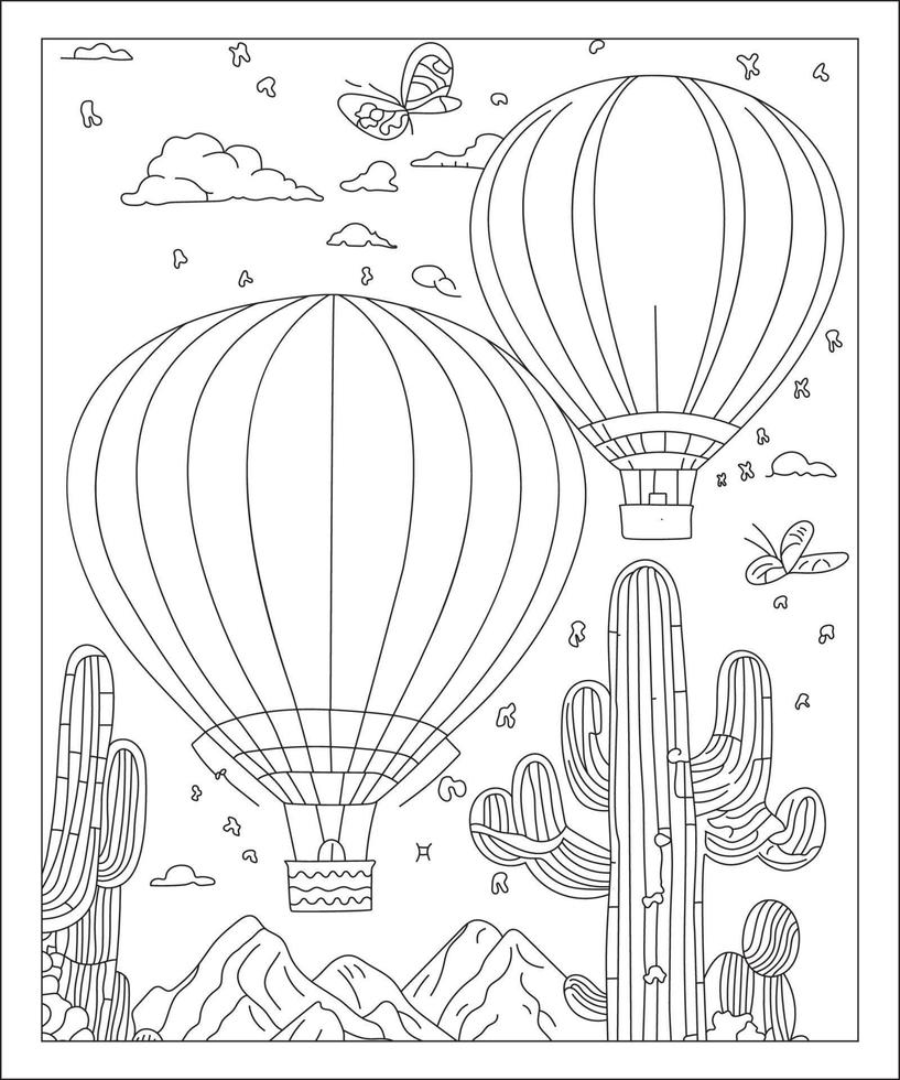Hot Air Balloon Coloring Page 21741623 Vector Art At Vecteezy Hot Air Balloon Coloring Page 21741623 Vector Art At Vecteezy