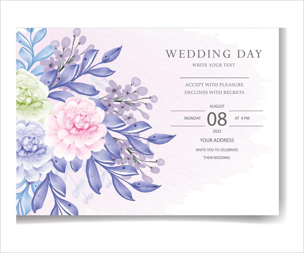 watercolor floral wedding invitation vector