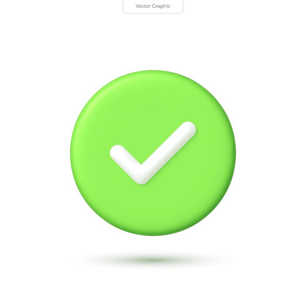 Realistic button to check, review. Vector check symbol. Render 3D vector icons approvals.