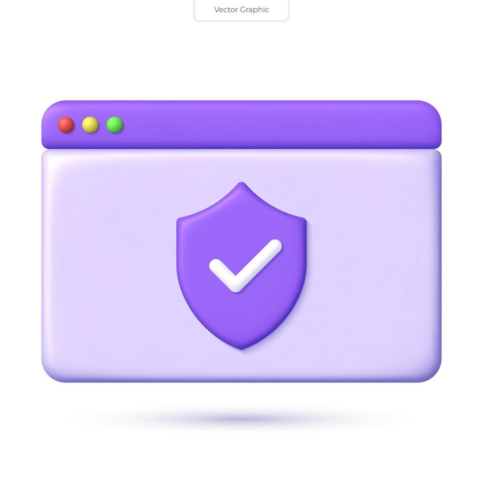 3D realistic vector secure network icon. Concept of a secure web site. 3d vector icon.