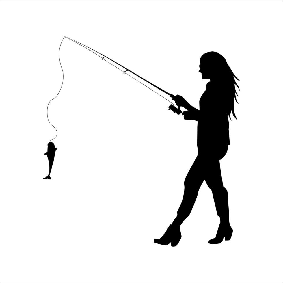 woman fishing silhouette vector design 21741844 Vector Art at Vecteezy