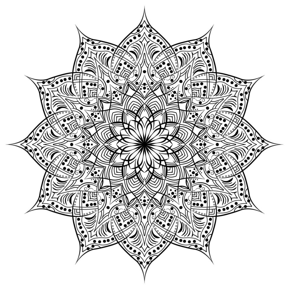 Luxury Mehndi Henna Drawing Circular Mandala pattern for tattoo, decoration premium product poster or painting. Decorative ornament in ethnic oriental style. Outline doodle hand draw illustration vector