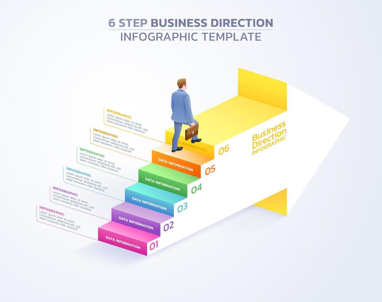 negocio dirección flecha escalera infografía pasos modelo antecedentes vector