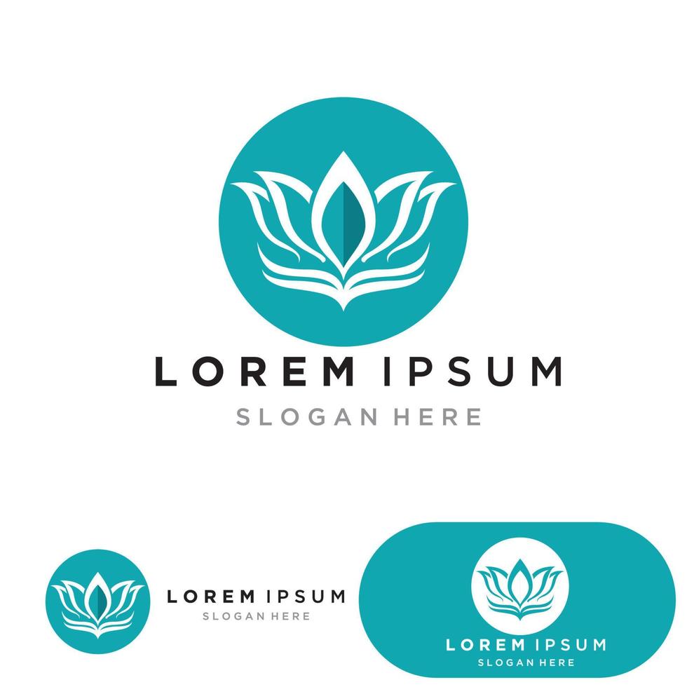 stock de diseño de logotipo de yoga. meditación humana en la ilustración de vector de flor de loto