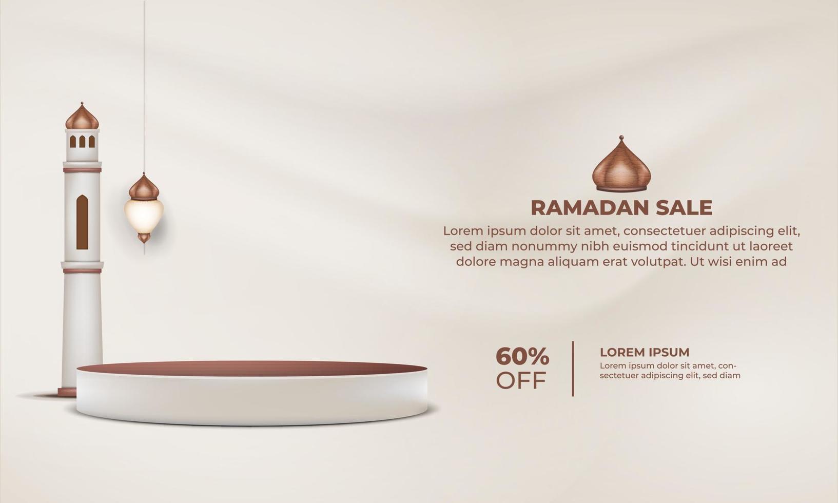 ramadan sale frame mosque with a price tag for 60 off. vector