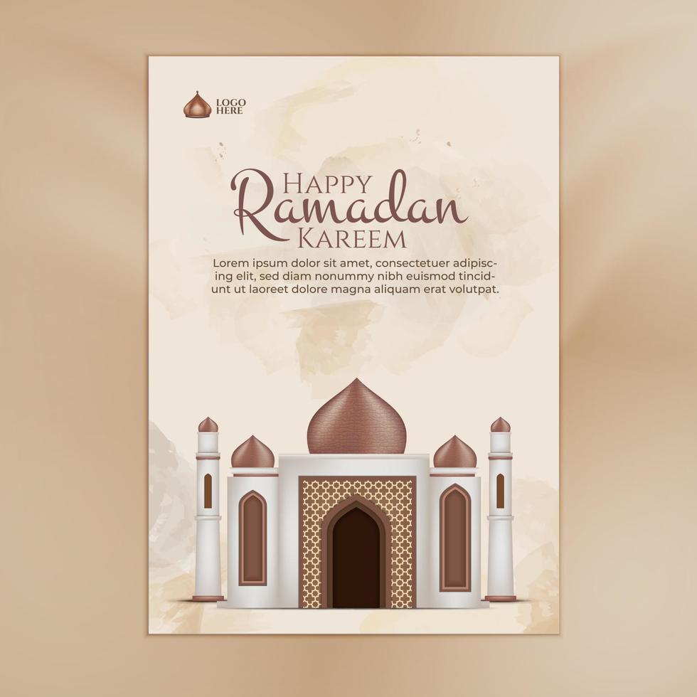 Realistic ramadan poster with mosque, for banner, greeting card vector