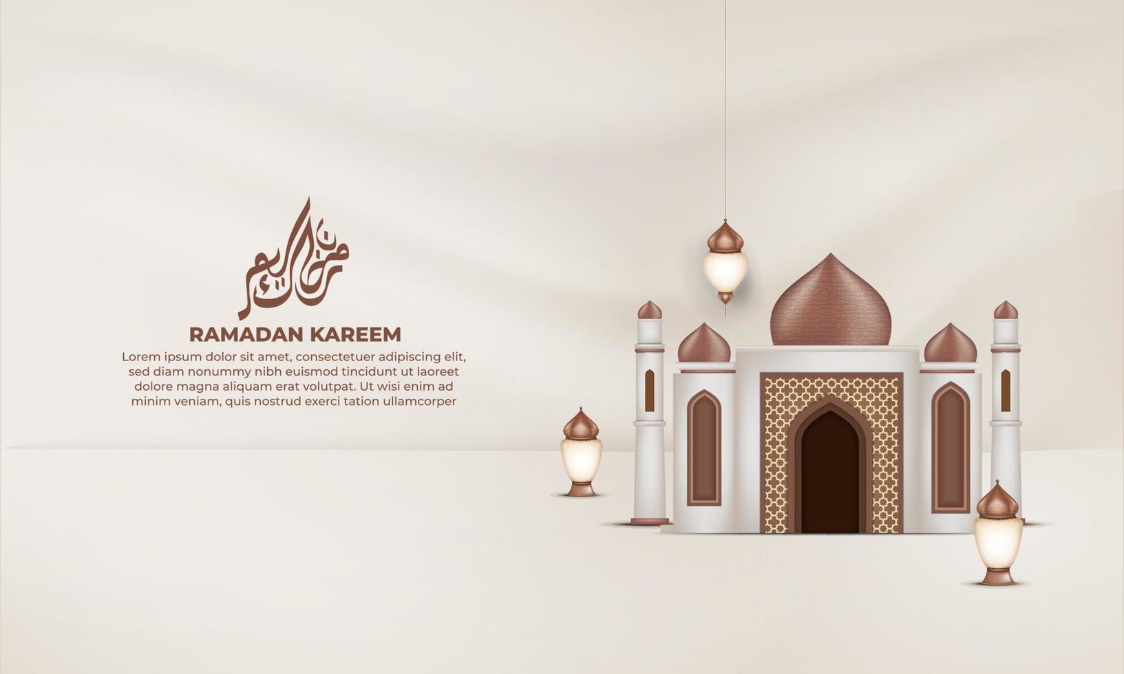 Realistic eid mubarak background with ,lantern, mosque, for banner, greeting card vector