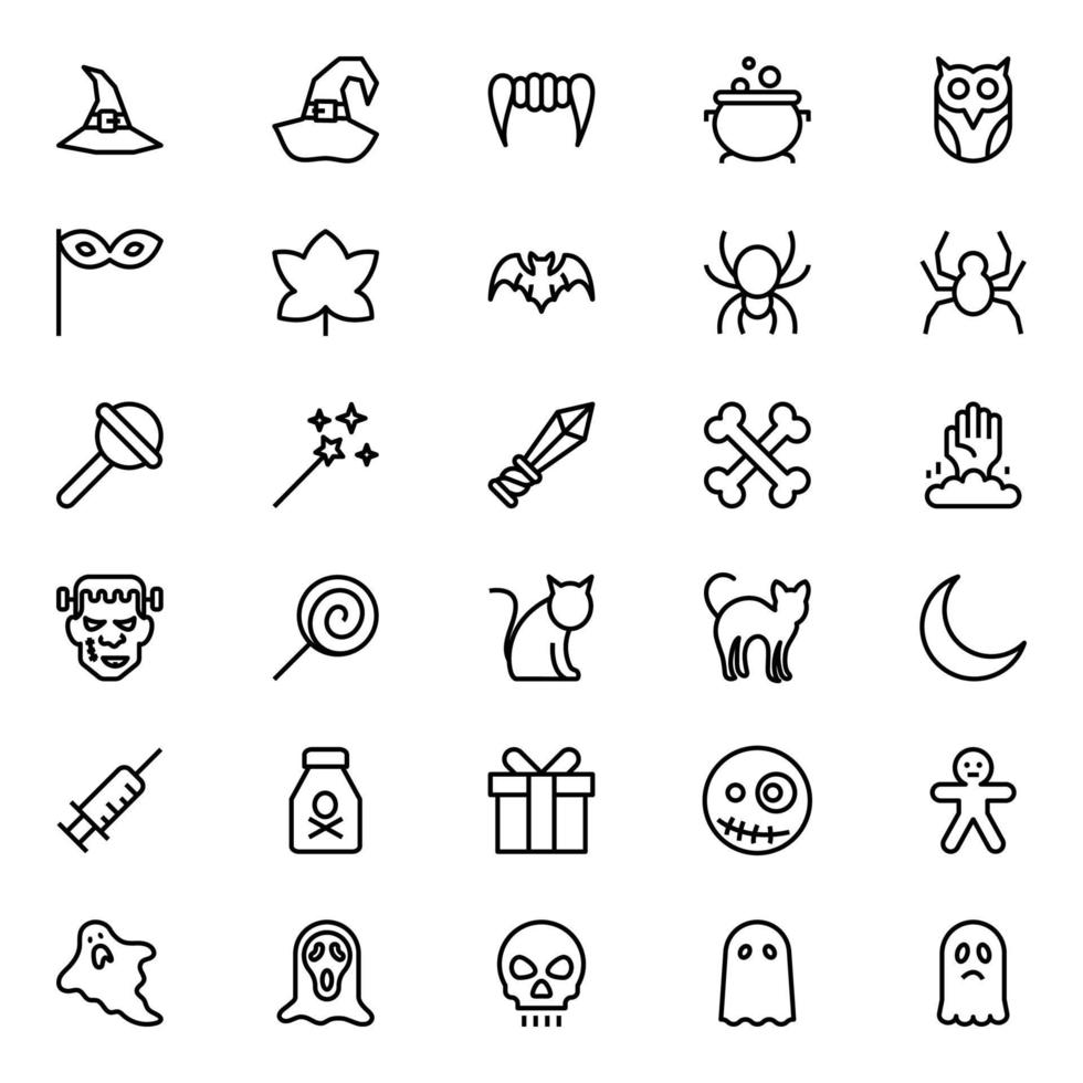 Outline icons for Halloween. vector