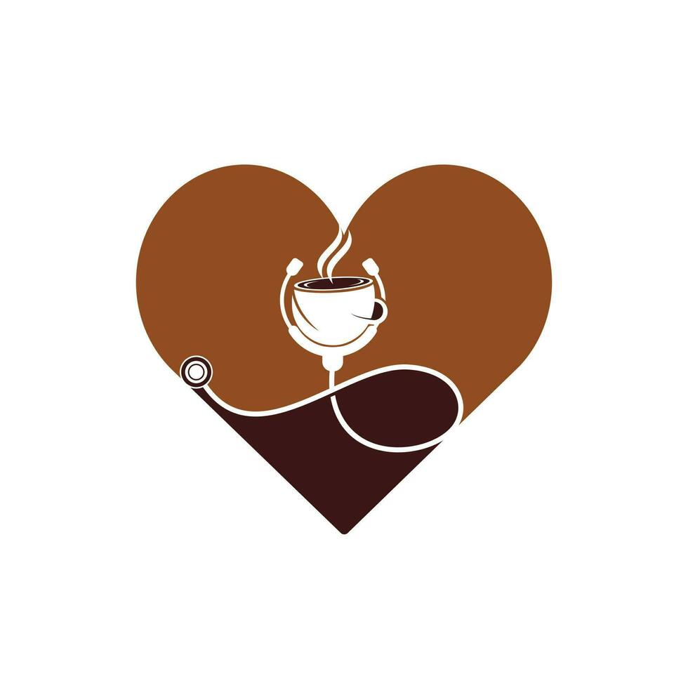 Healthy coffee vector logo design. Doctors stethoscope with coffee cup logo design.