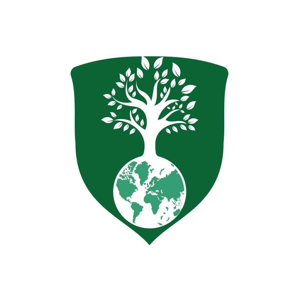 Globe tree vector logo design template. Planet and eco symbol or icon.