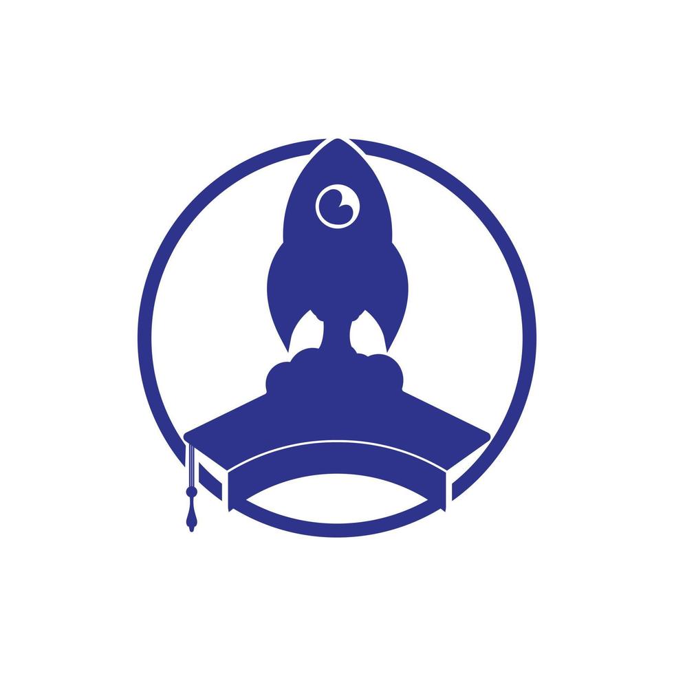 Graduation rocket vector logo design.