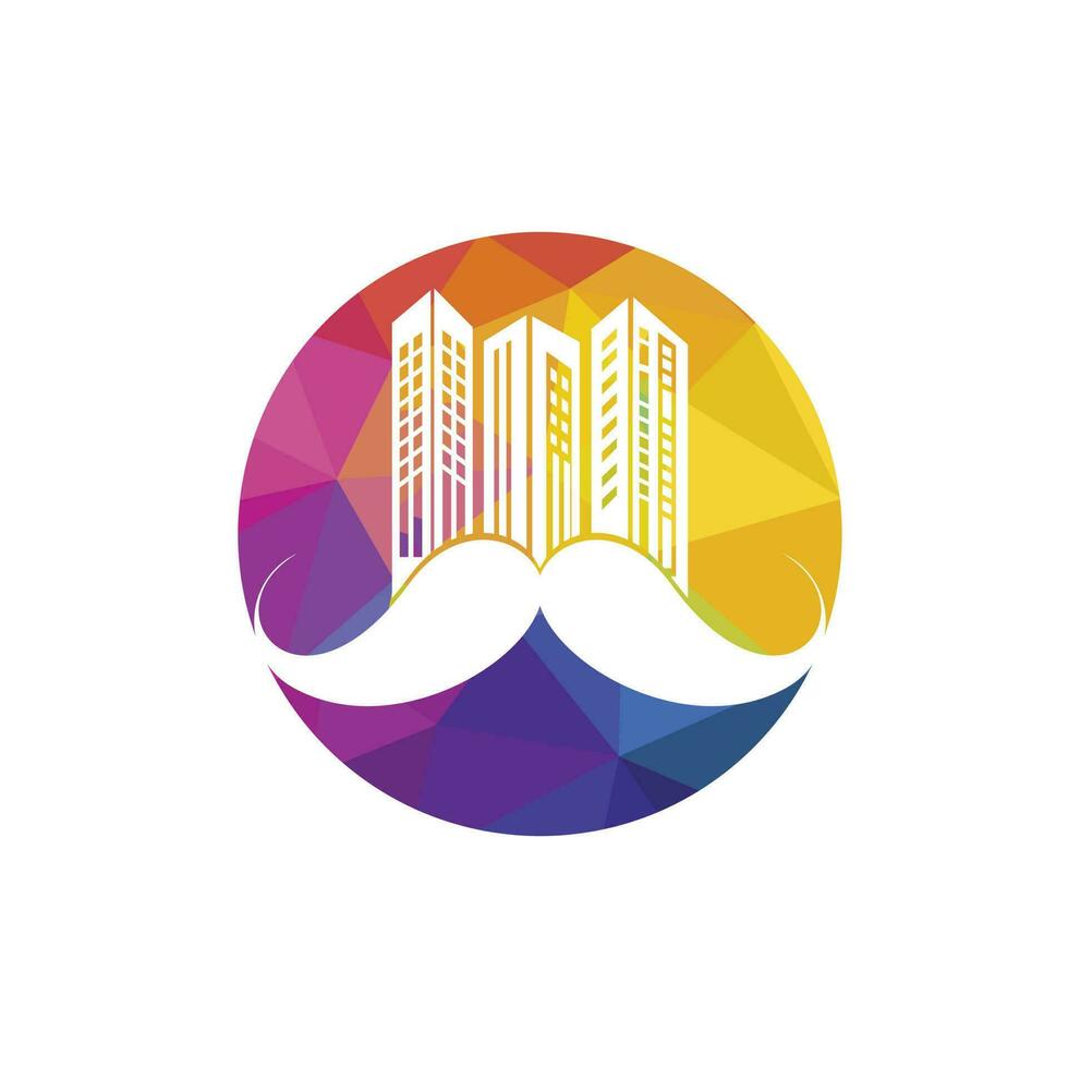 Mustache buildings vector logo design. Strong skyscraper logo design concept.