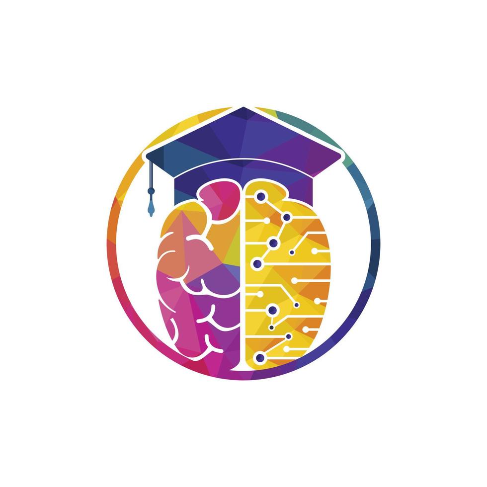 Brain and graduation cap icon design. Educational and institutional logo design. vector