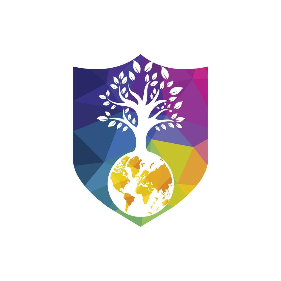 Globe tree vector logo design template. Planet and eco symbol or icon.