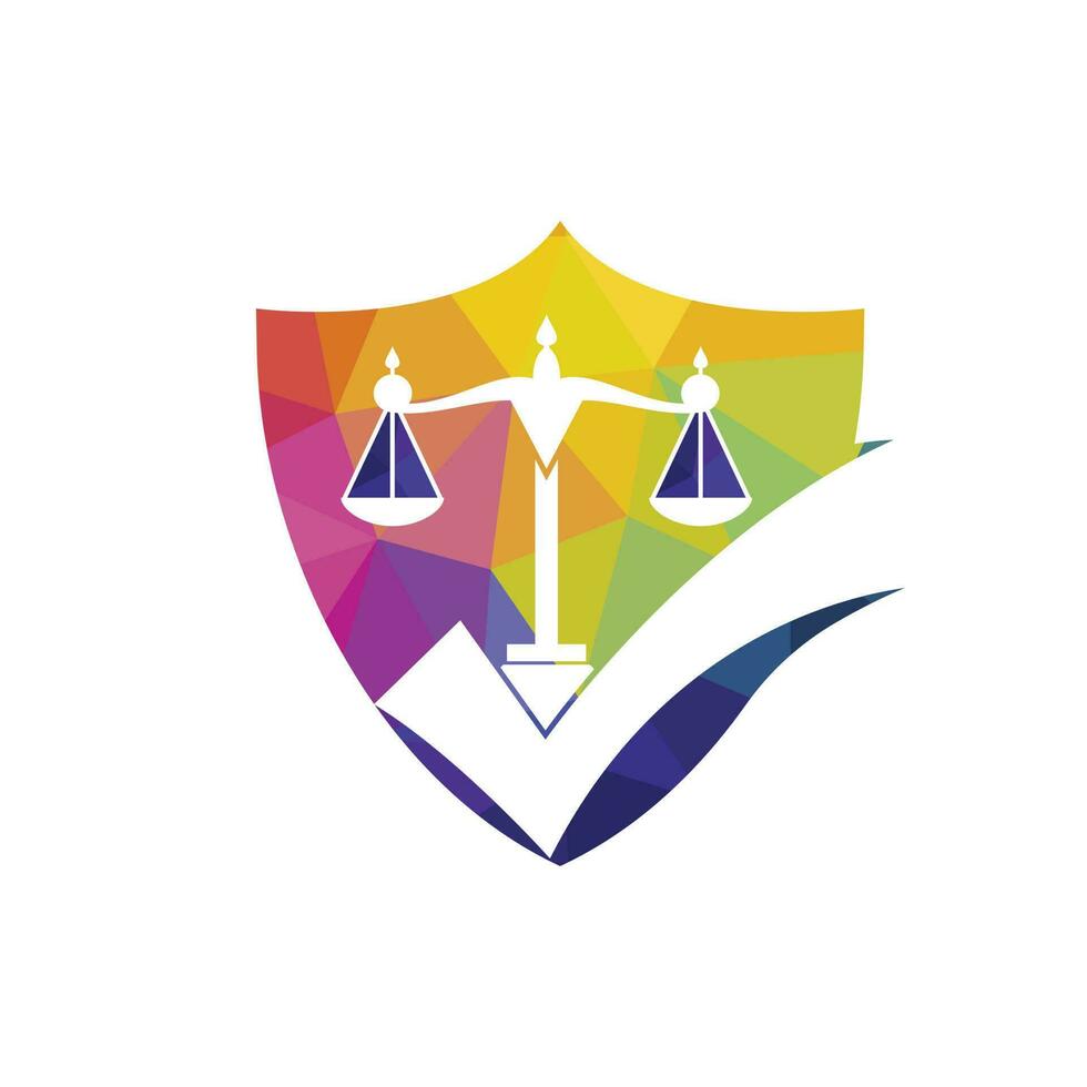 Law firm vector design. Law scale with check sign icon vector design.