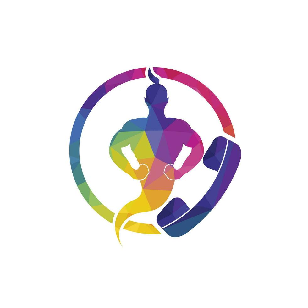 Genie with handset vector logo design.