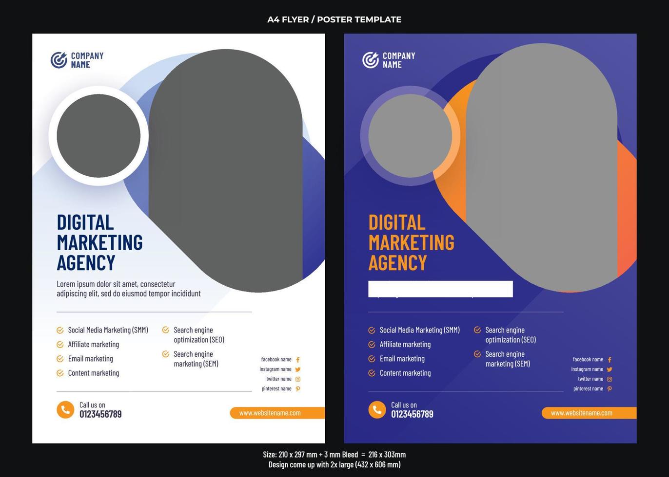 Digital marketing agecy or seo services A4 flyer or poster template vector