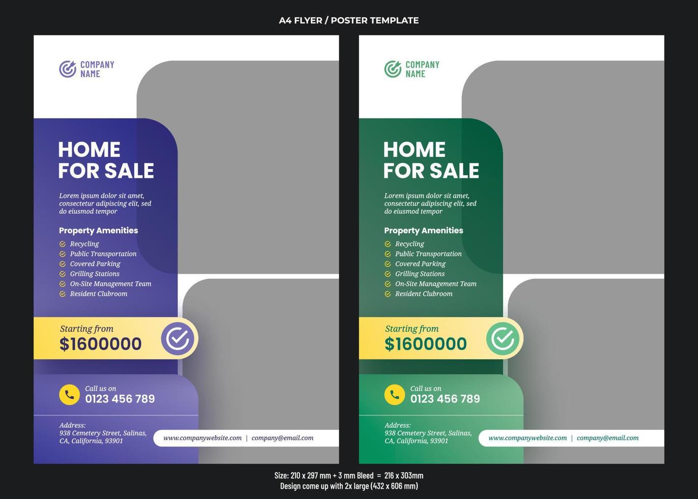 Real estate business A4 flyer or poster design template vector