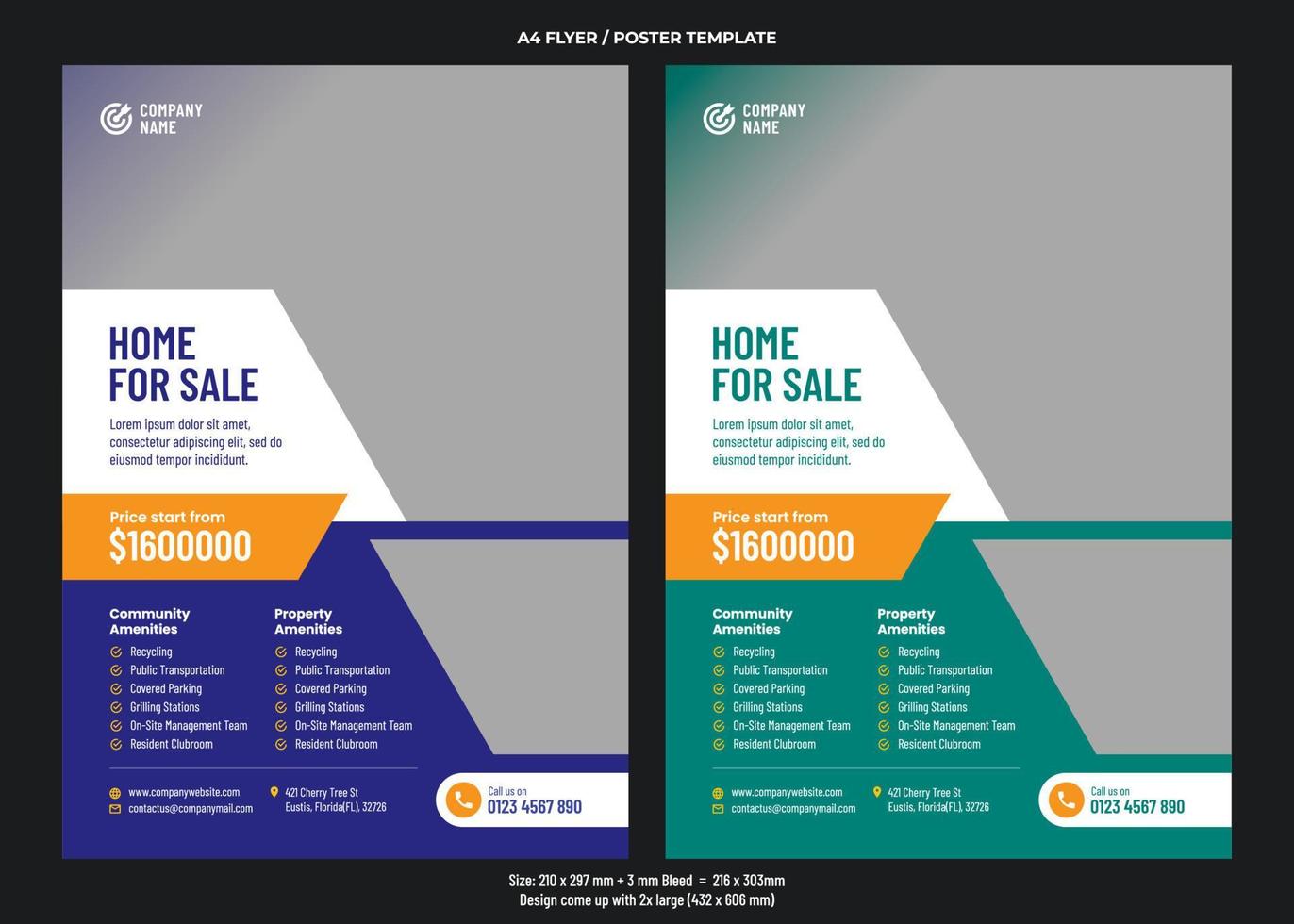 Real estate or house sale A4 flyer or poster design template vector