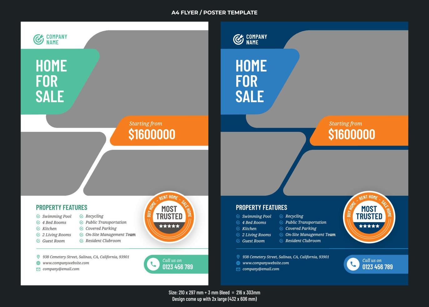 Real estate business A4 flyer or poster design template vector