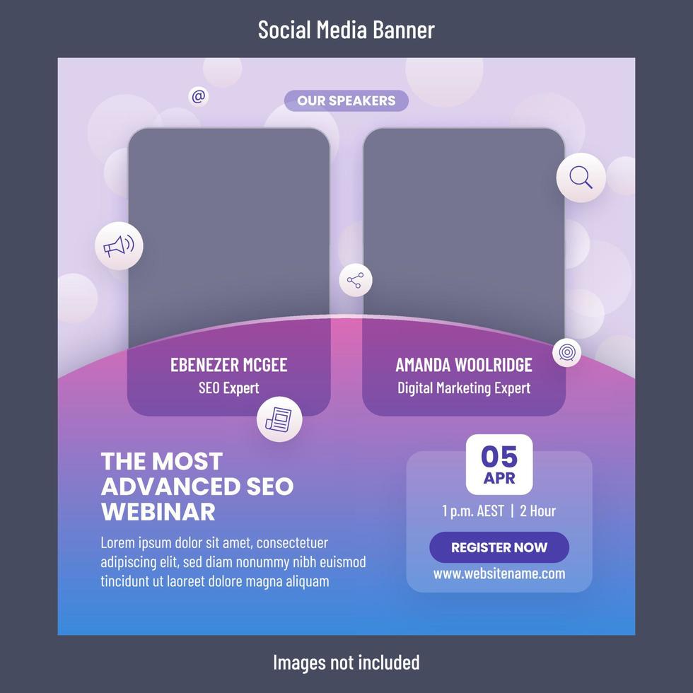 Business and digital marketing or seo tips webinar or online event social media post template design vector