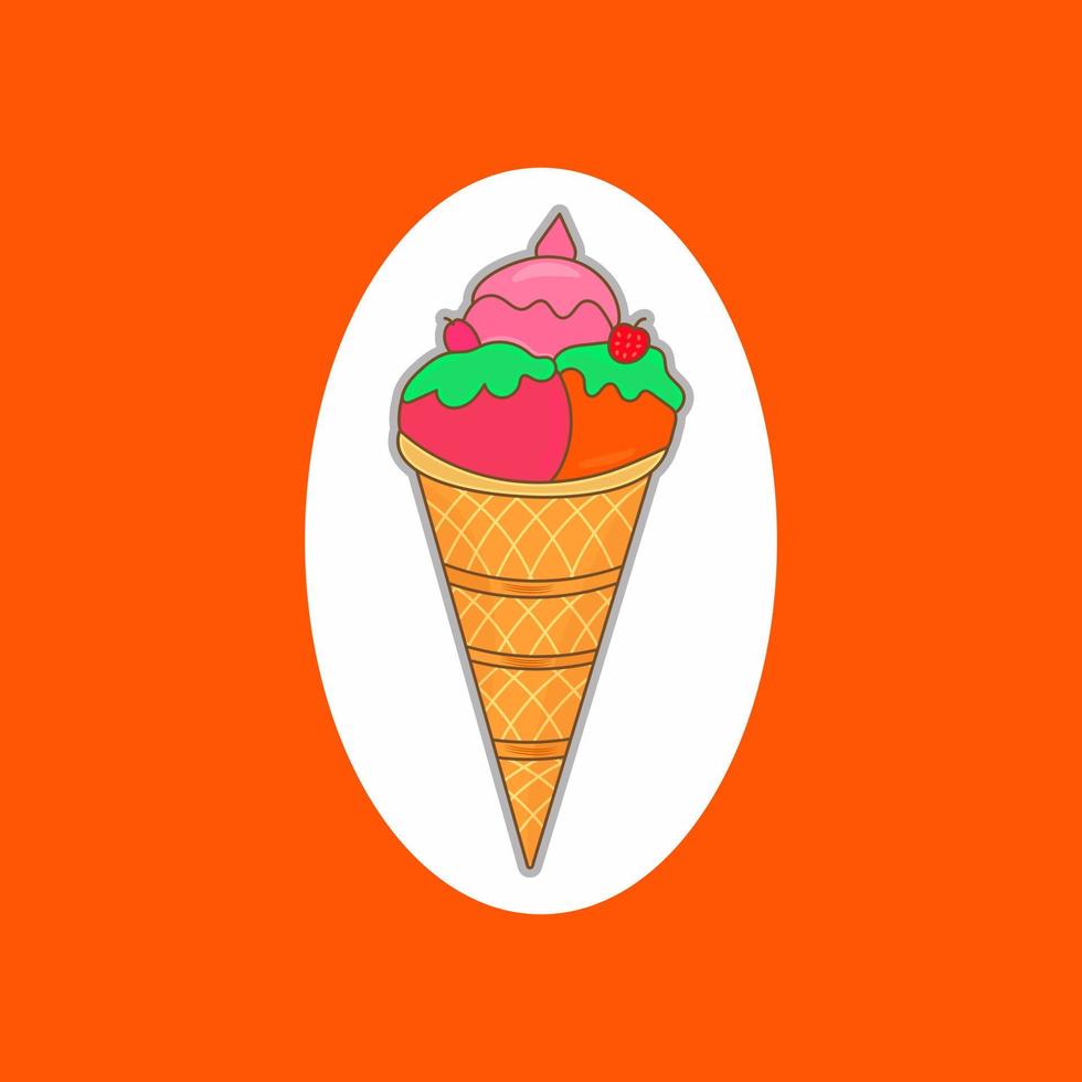 ice cream cone with cherry vector