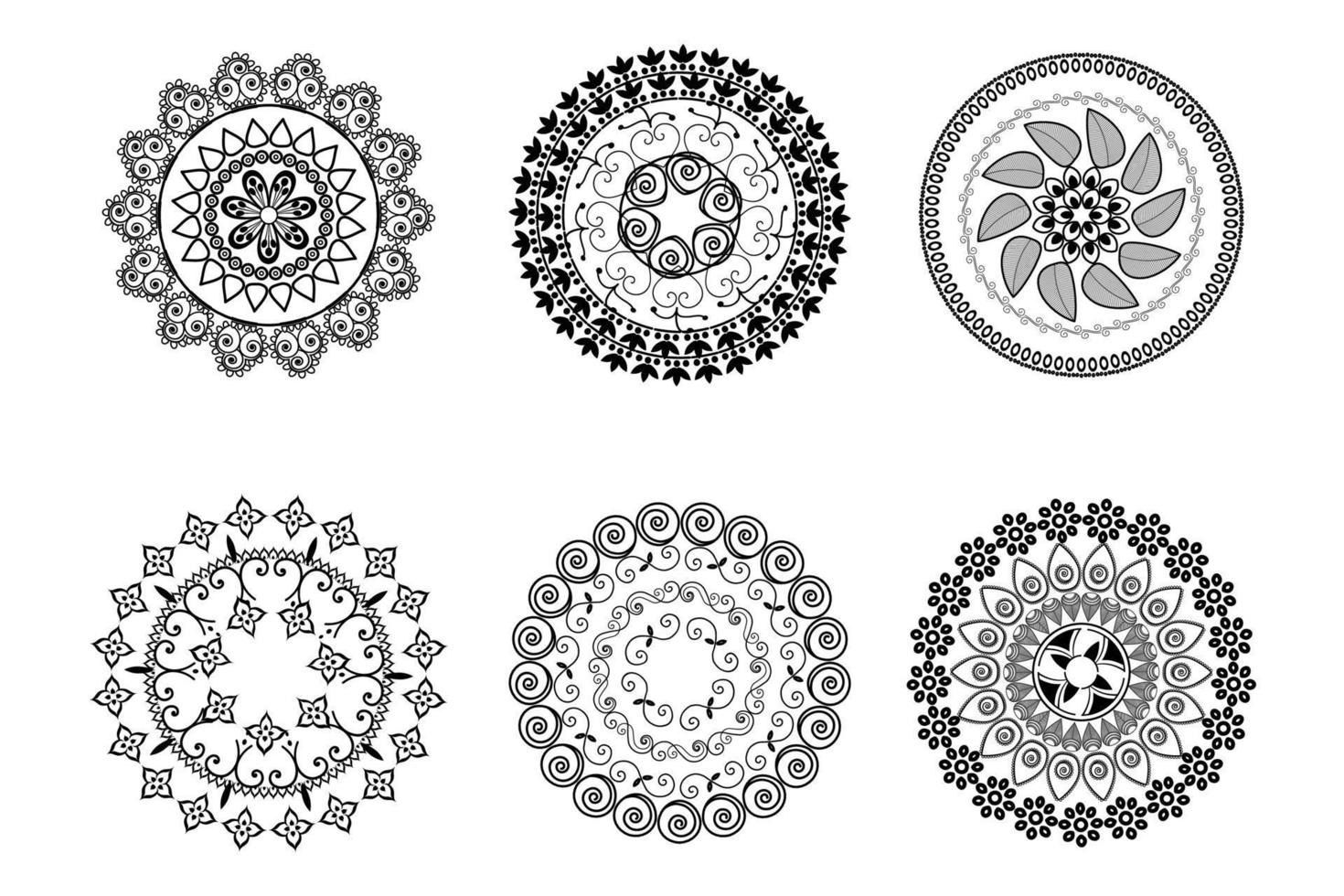 Round ornament set with mandalas. Circle geometric element made in vector. Perfect set for other types of designs, birthdays and other holidays, kaleidoscopes, medals, yoga, india, arabesque vector