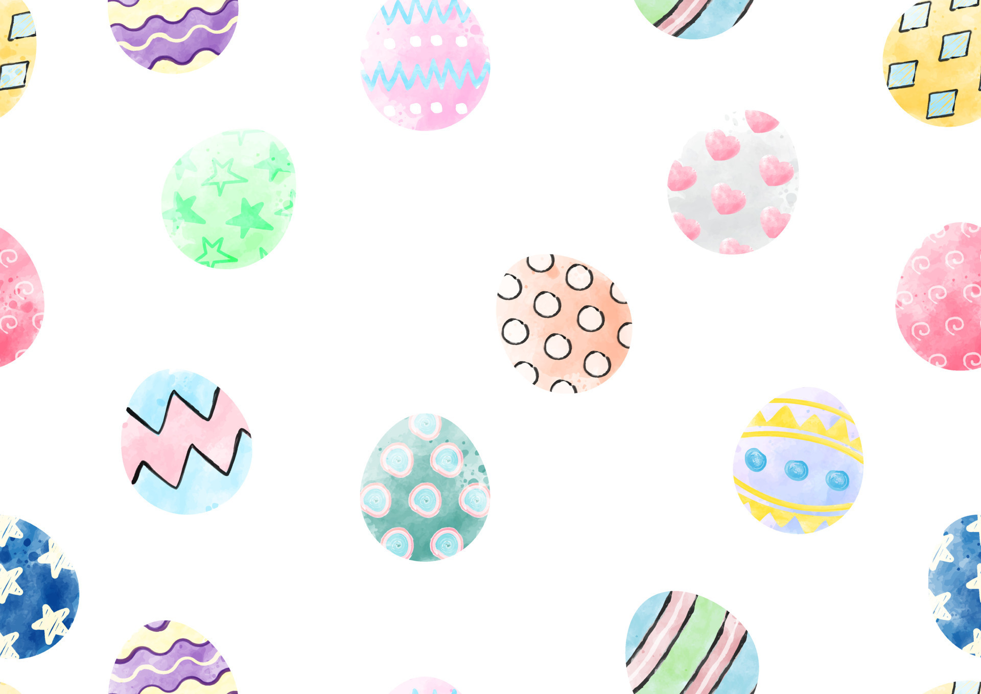 Colorful Easter eggs wallpaper and gift wrapping paper in watercolors