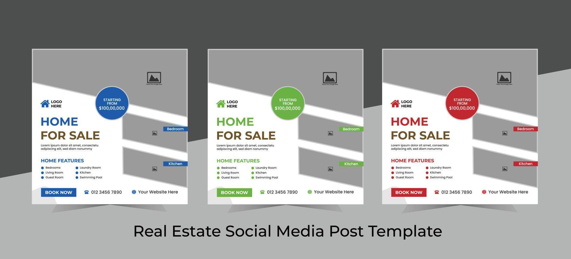 Real Estate Social Media Post Template. Modern and Creative. Best for Online Advertisement for your business. vector