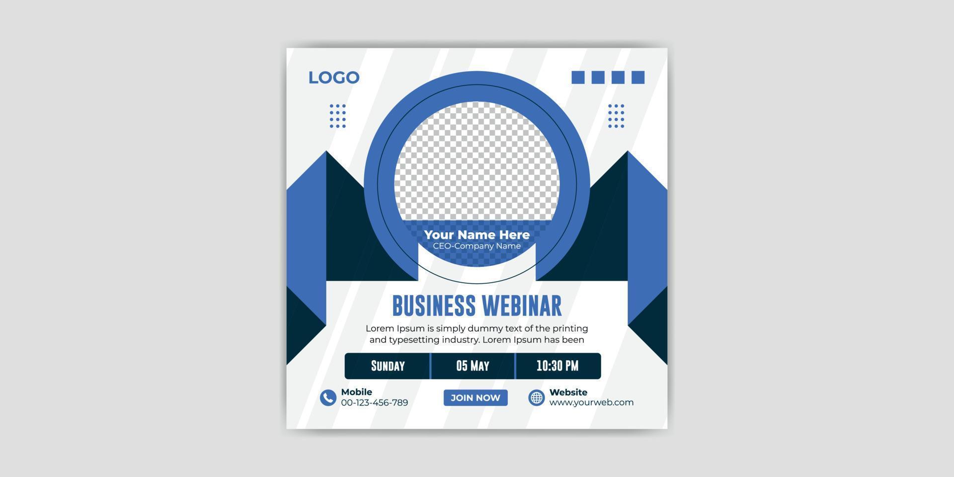 Online Marketing Webinar Social Media Post Template or Business Promotion Banner vector