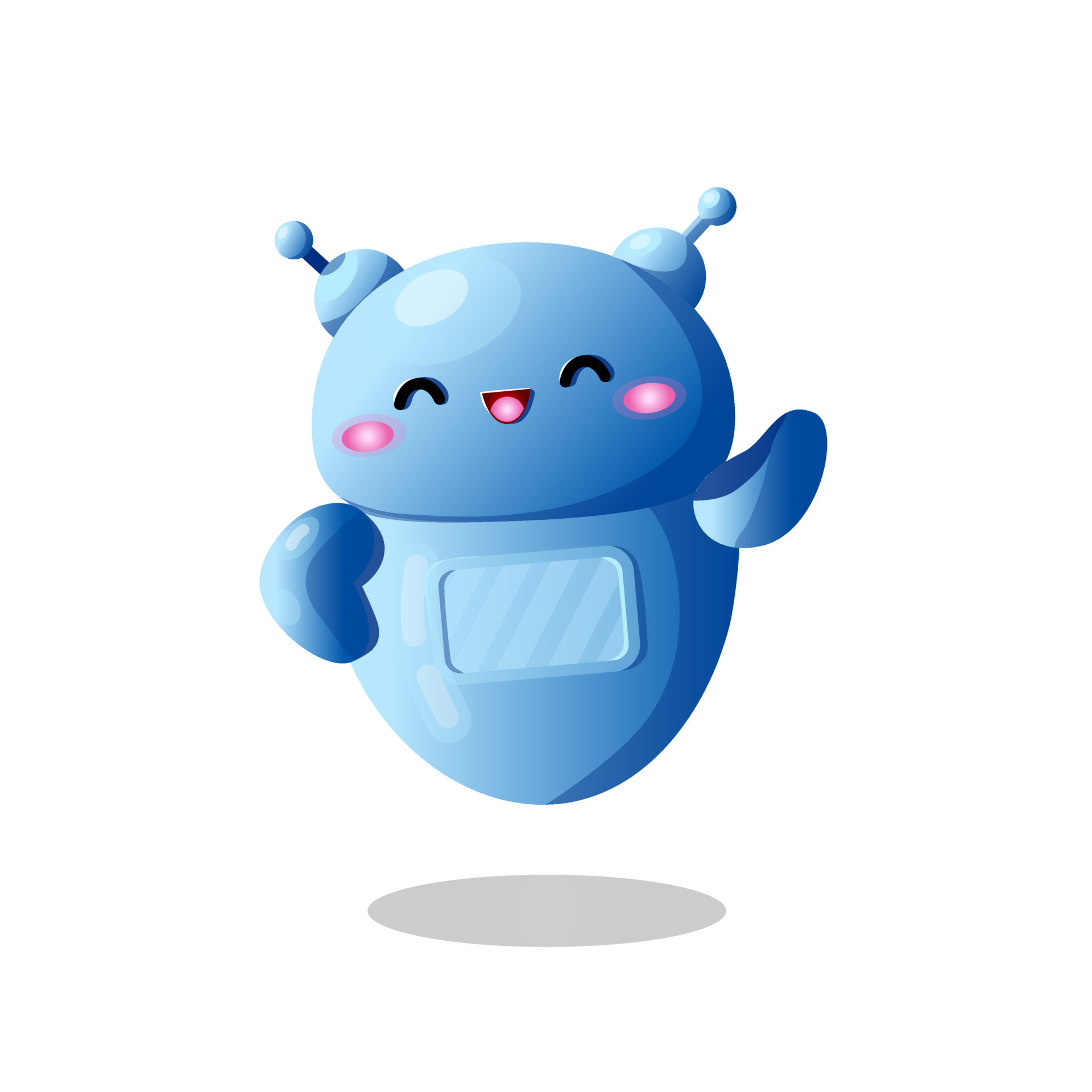 Cute smiling robot. Virtual assistant in your device. Future robotic  technology. Artificial Intelligence mascot. Ai chat bot 21743109 Vector Art  at Vecteezy
