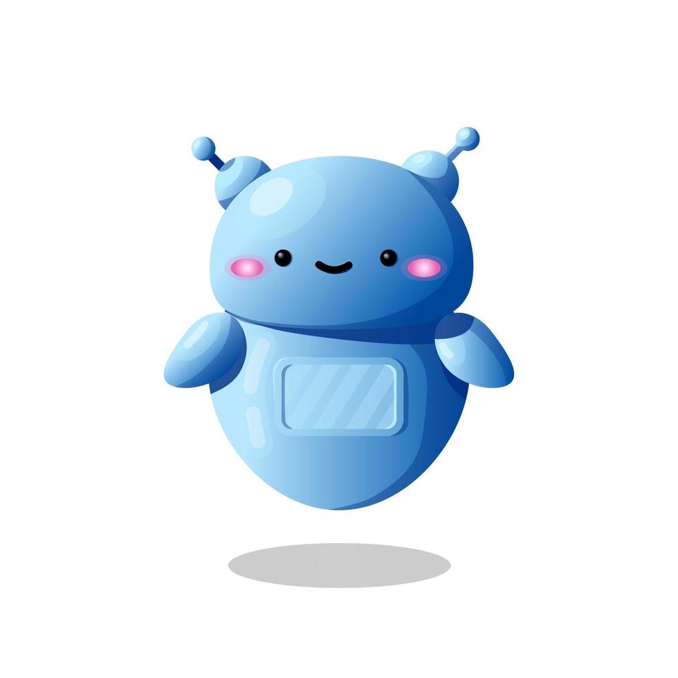 Cute Ai robot. Smiling simple robotic character. Chat bot assistant in online communication app. Future technology in chatting support vector