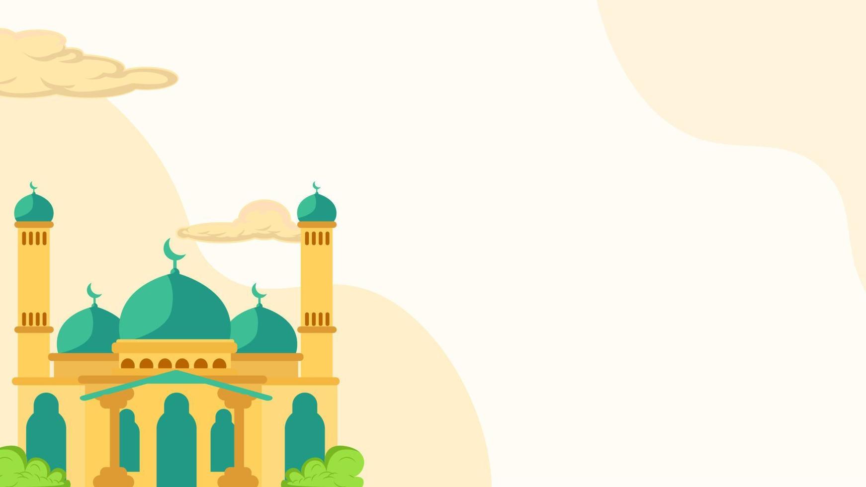 islamic background with mosque element illustration, for greeting, cover, card, banner design vector