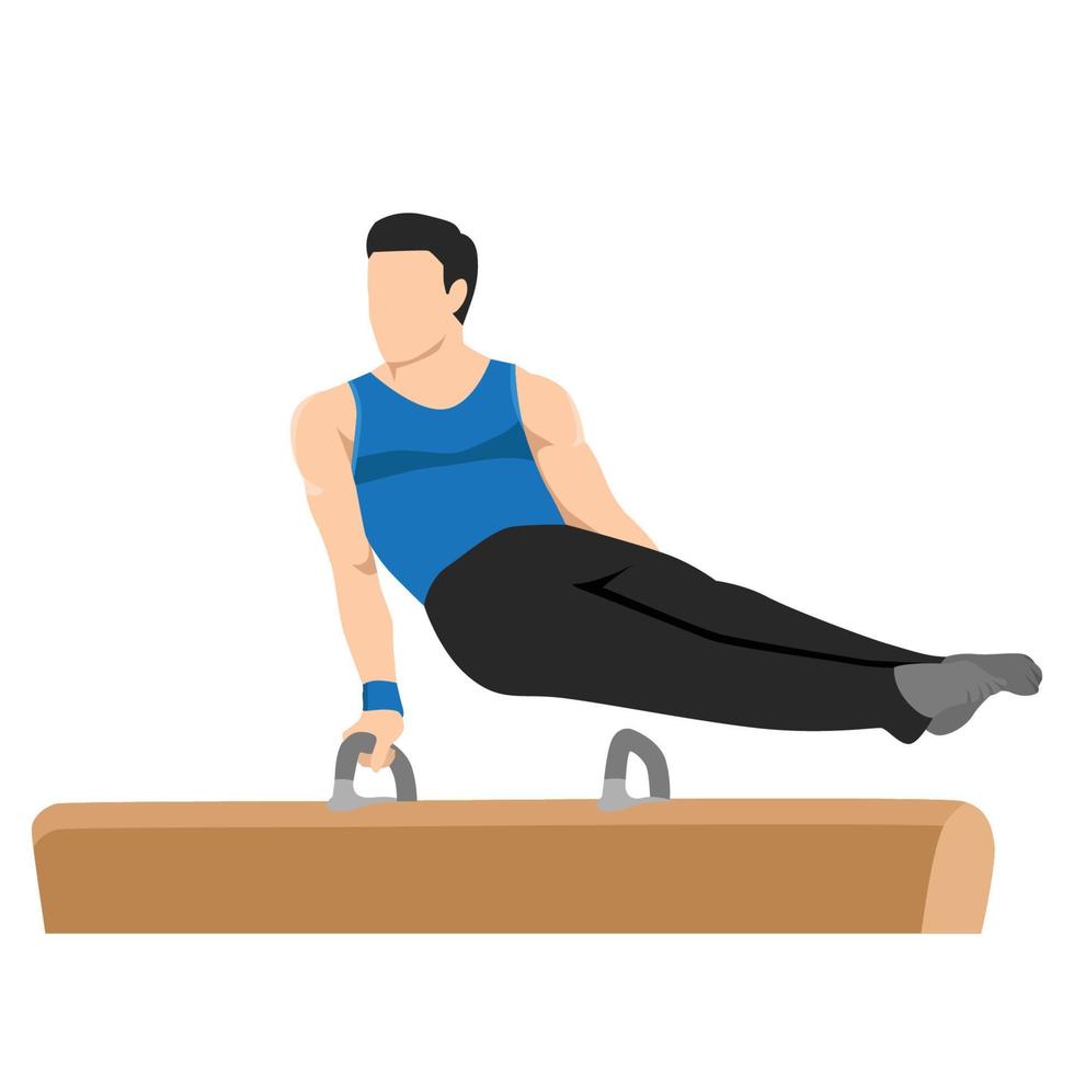 Young man Gymnast on Pommel Horse exercise for gymnastic competition vector