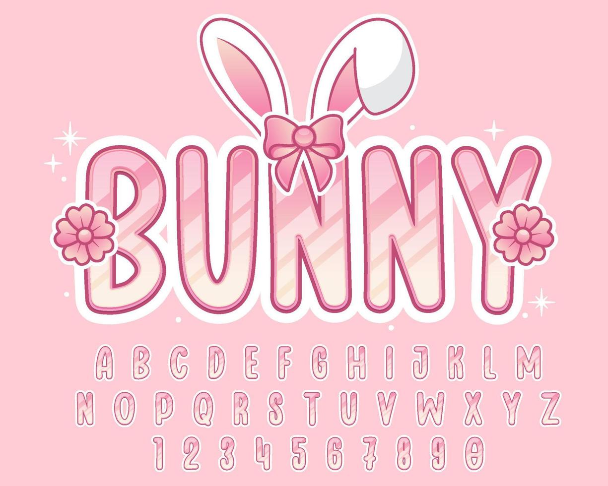 decorative bunny text effect vector design