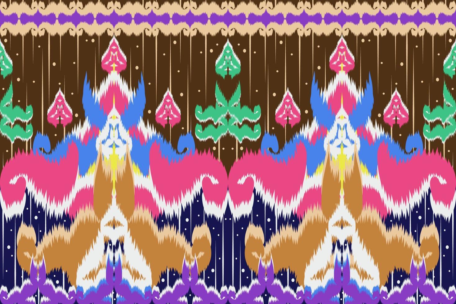 Ethnic fabric pattern Designed from geometric shapes Ethnic Asian style fabric pattern Used for home decoration, carpet work, indoor and outdoor use. vector