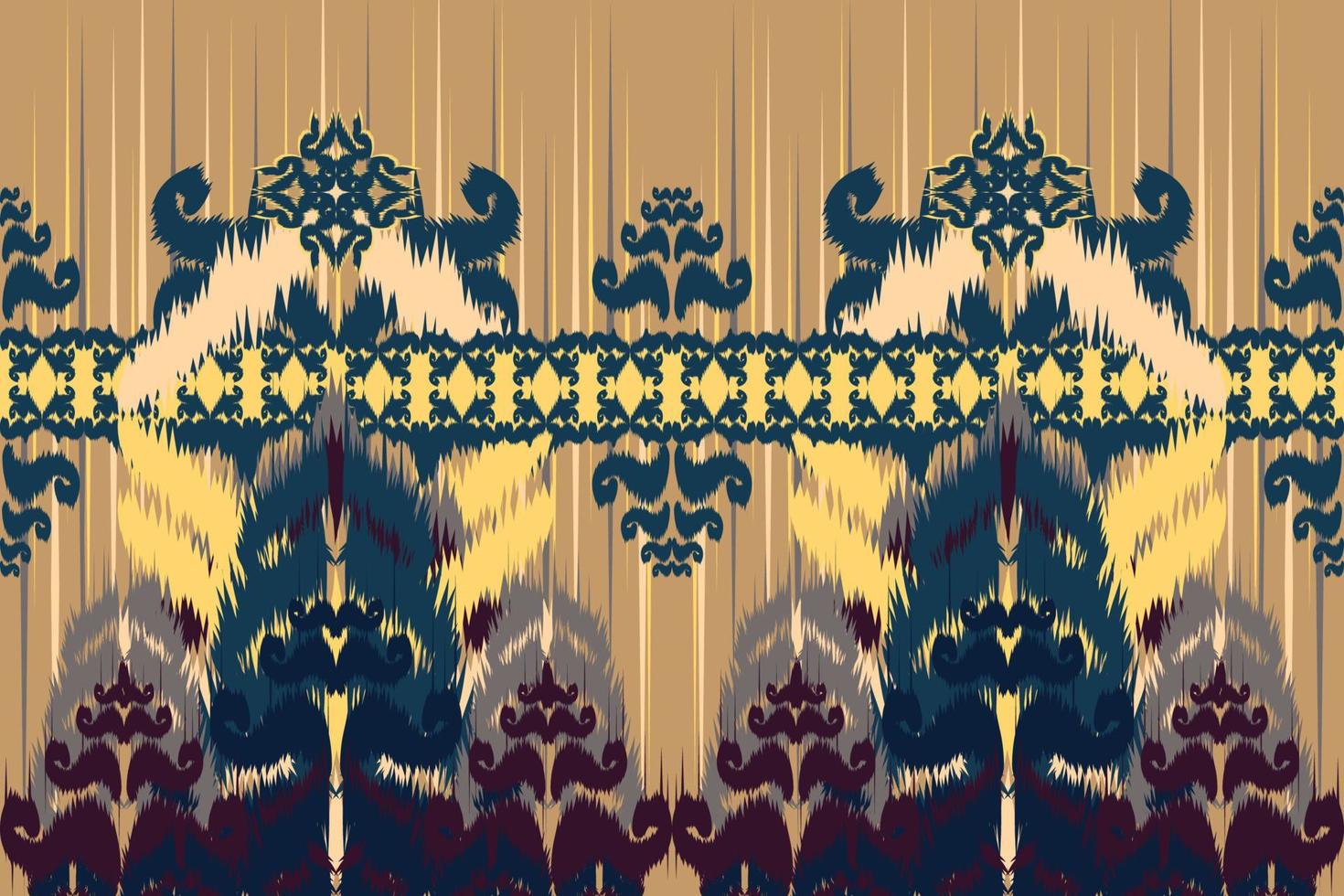 Ethnic fabric pattern Designed from geometric shapes Ethnic Asian style fabric pattern Used for home decoration, carpet work, indoor and outdoor use. vector