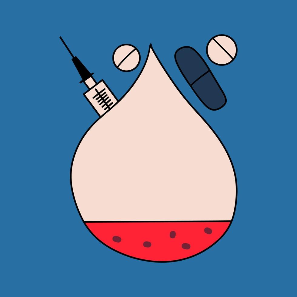 The concept of low blood sugar, prediabetes, anemia. Vector illustration in flat style