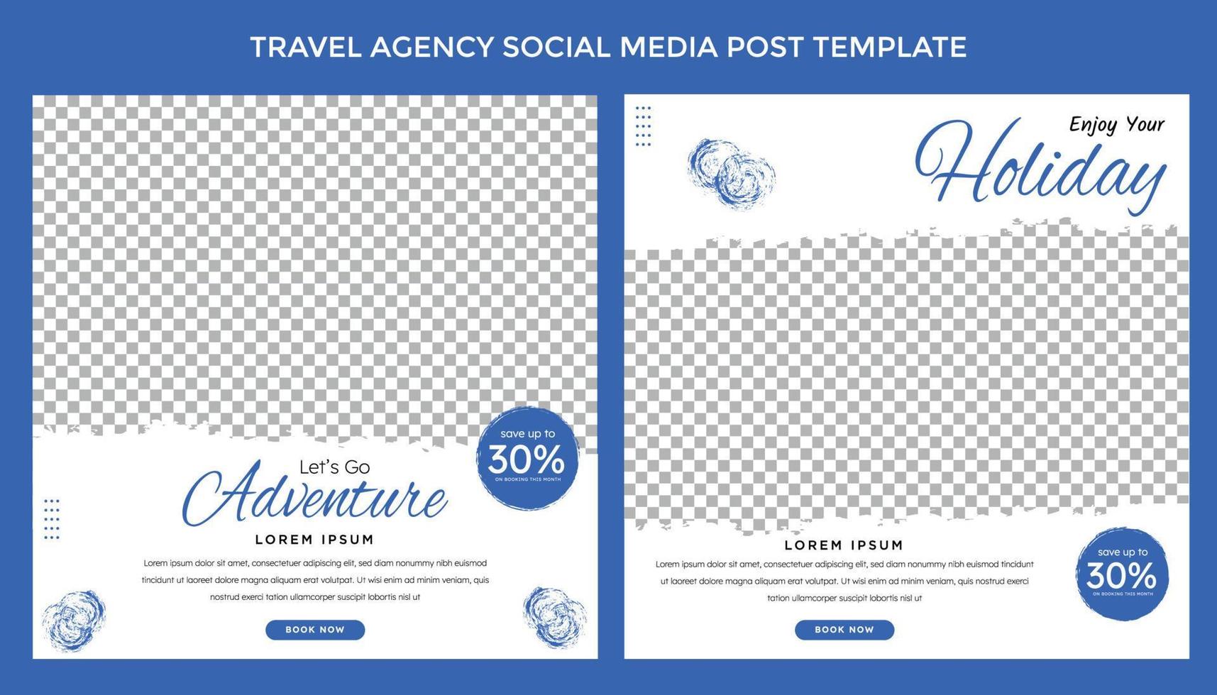 Travel agency social media post template vector