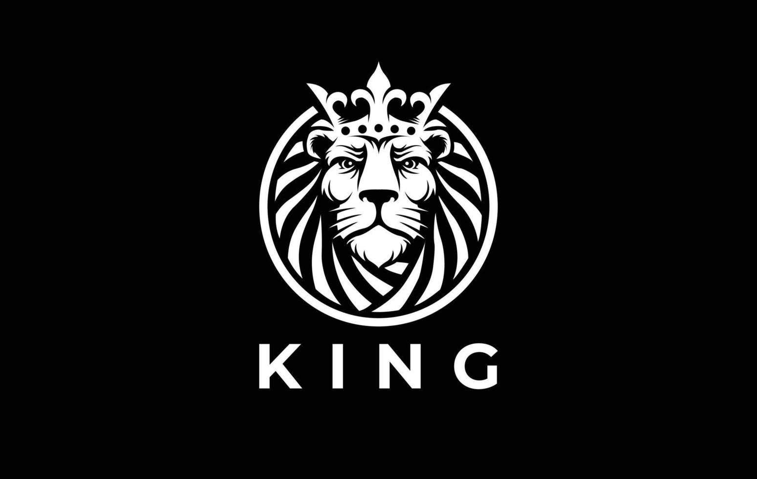 Lion King Circle Logo Design, Black And White Logo, Lion Head Logo Front View, Vector Eps