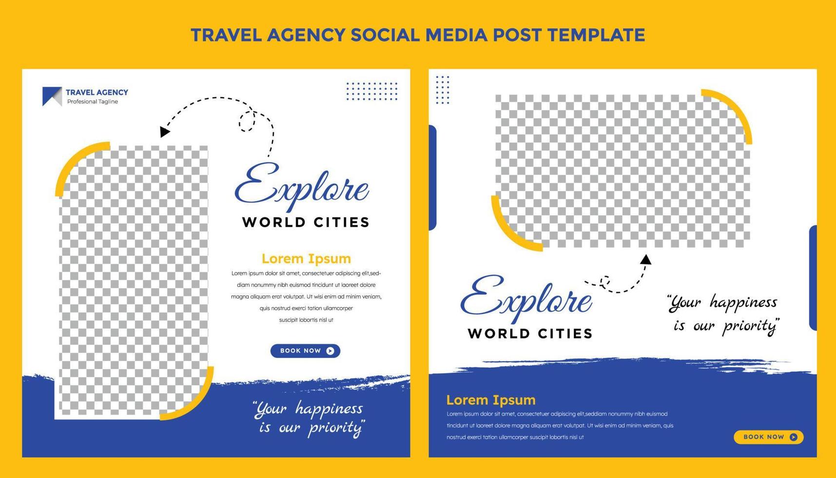 Travel agency social media post template vector