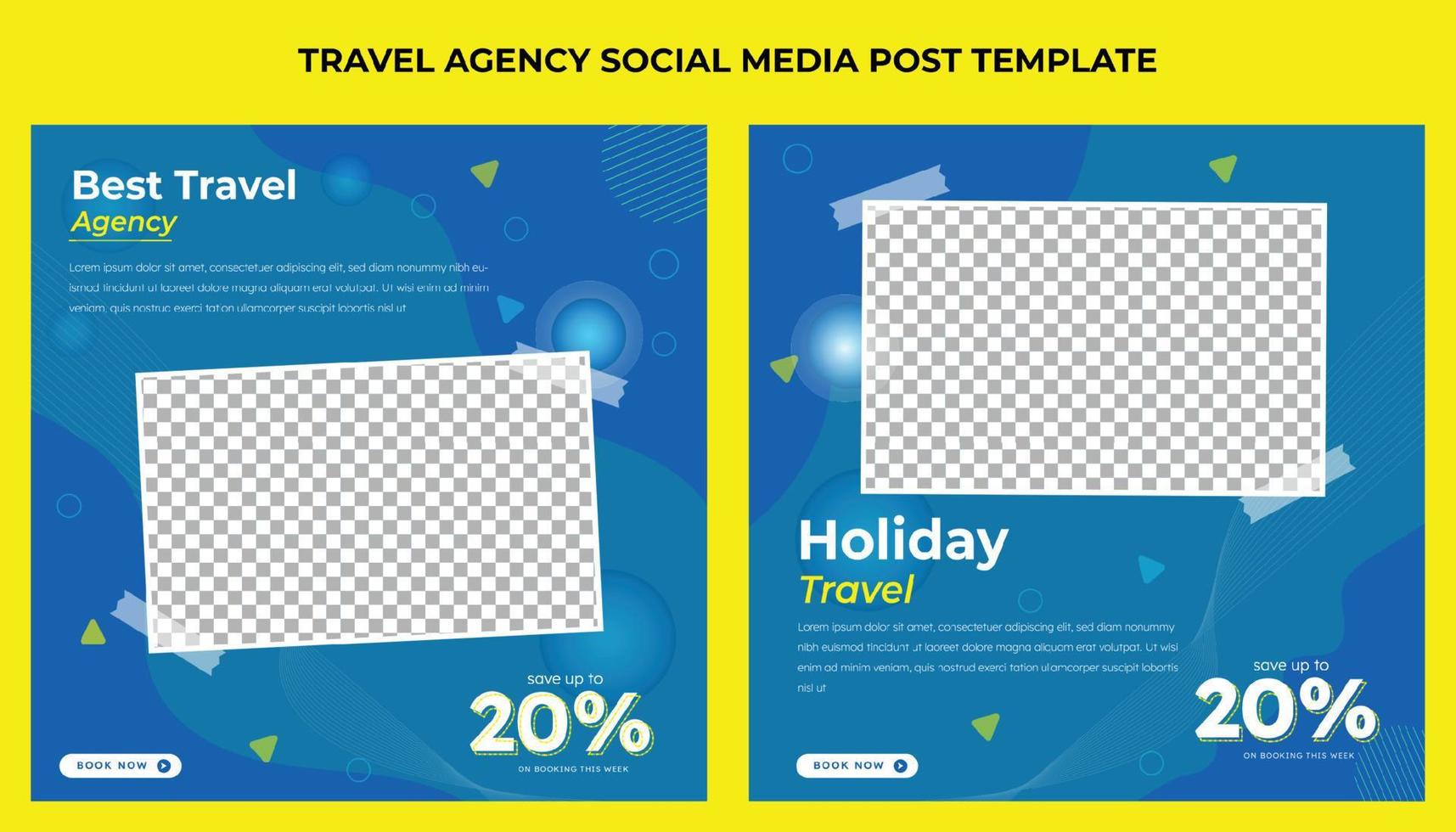 Travel agency social media post template vector