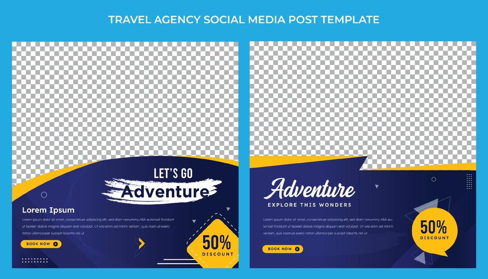 Travel agency social media post template vector