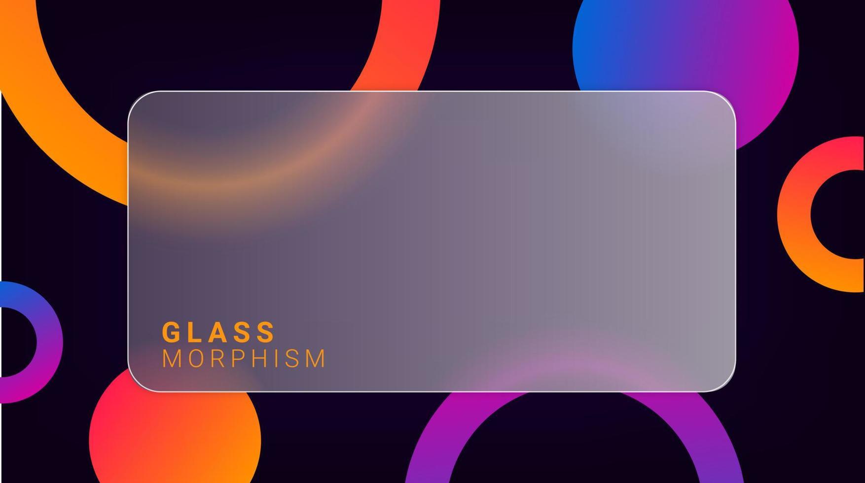 Abstract geometric gradient background with glassmorphism style. Transparent frosted glass design on black background. Vector banner template