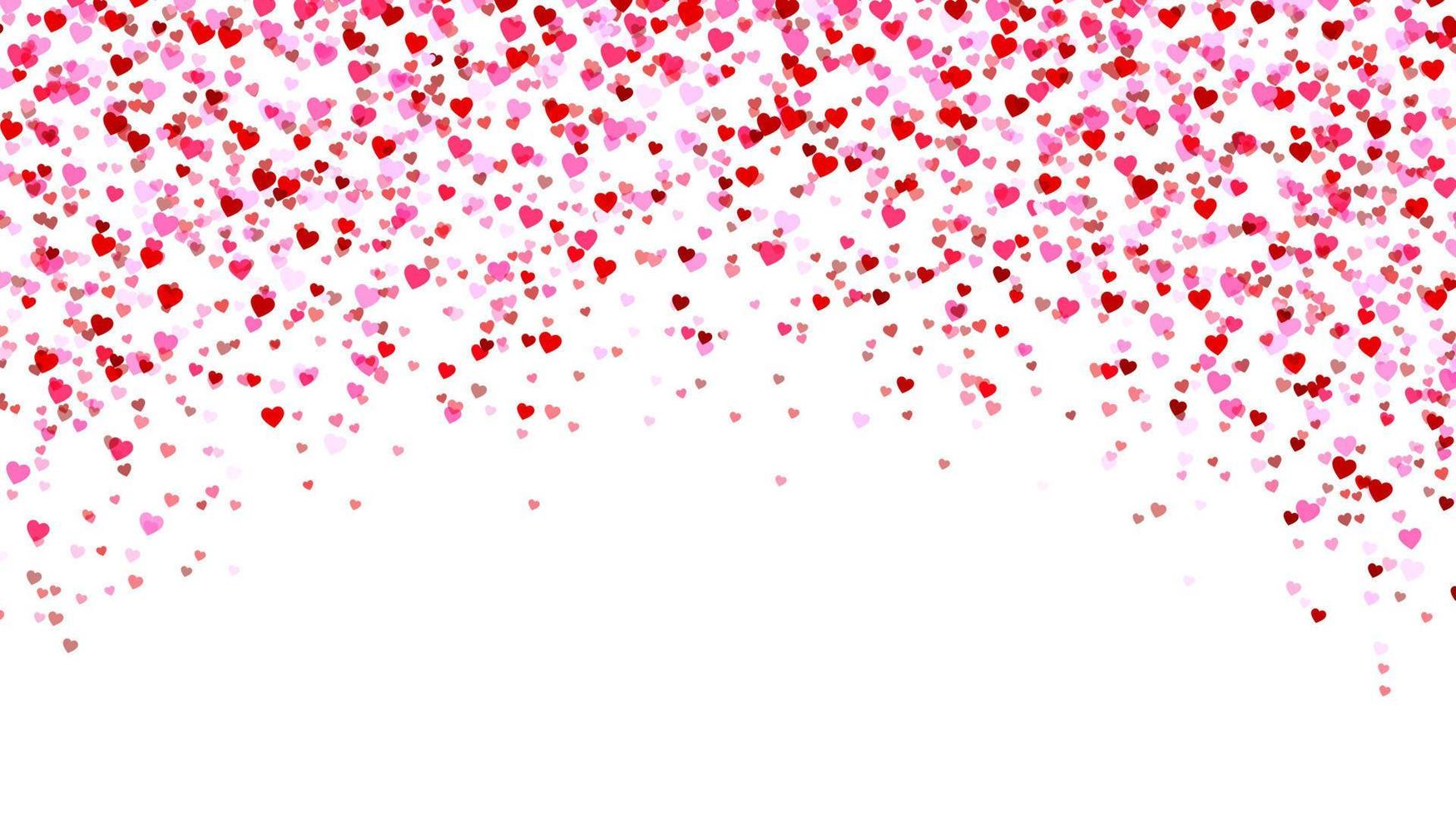 Red and pink heart confetti isolated on white background. Falling heart confetti background. Valentine's day, wedding or celebration design element vector